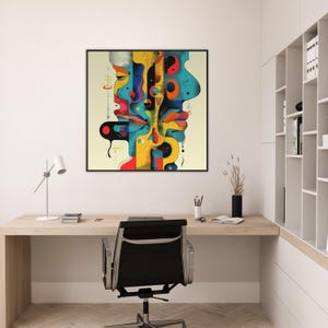 Impression d'art visage abstrait coloré - décoration moderne - oeuvre d'art murale unique - décoration murale surréaliste géométrique moderne pour intérieurs audacieux