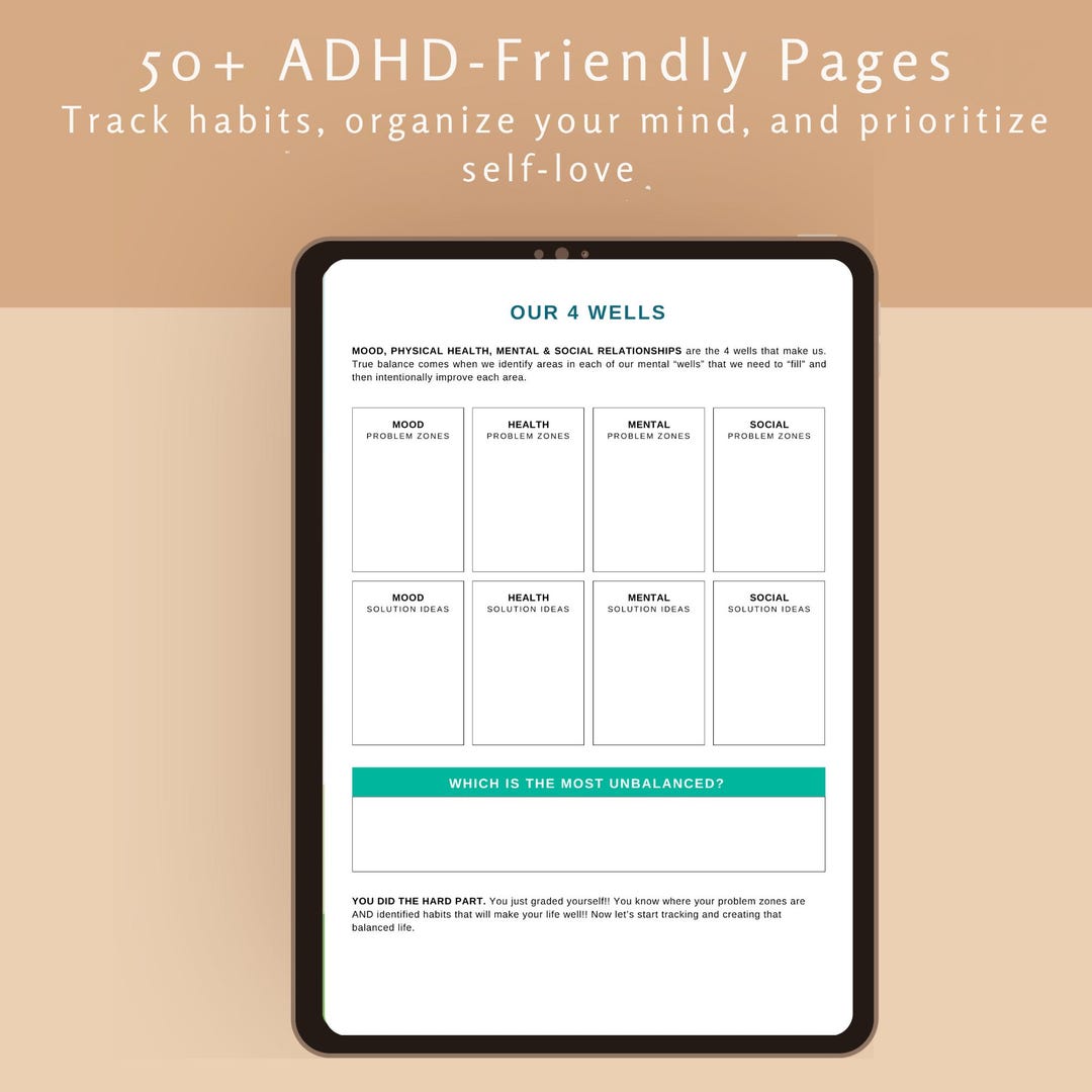 ADHD and Anxiety Journal | Self-care Worksheets for Mental Health ...