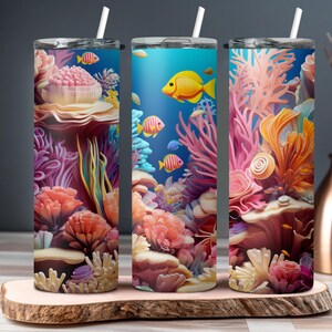 Coral Reef Tumbler Wrap: Tropical Fish Sublimation Design (PNG JPG Digital Download)