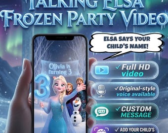 Talking Elsa Video Invitation | Frozen Birthday Princess Evite | Custom Animated Voice Message