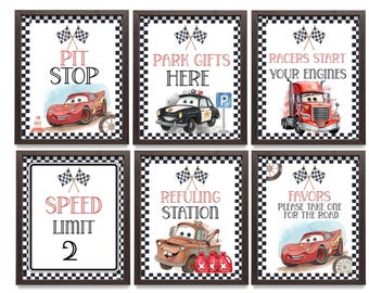 Editable Cars Party Signs, Lightning McQueen Birthday Decorations, Instant Download