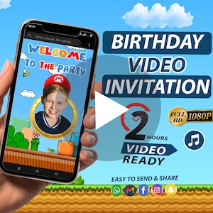 Super Mario Video Invitation,  Mario Birthday Invitation,  Animated Video Invitation