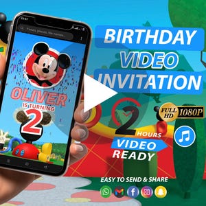Mickey Mouse Video Invitation, Mickey Mouse Birthday Invitation, Animated Video Invitation