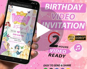 Princess Birthday Video Invitation: Animated Royal Party Invite