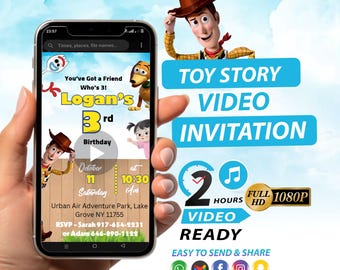 Video verjaardagsuitnodiging Toy Story, geanimeerde uitnodiging kinderfeestje