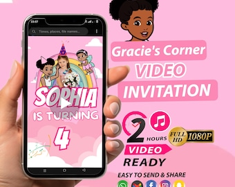 Gracie’s Corner Birthday Invitation Video, Animated Kids Party Invite