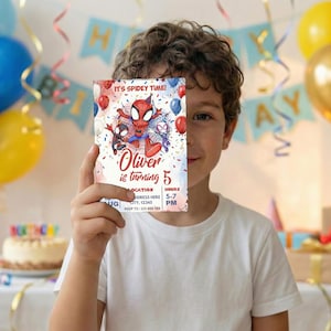 Watercolor Spidey Invitation