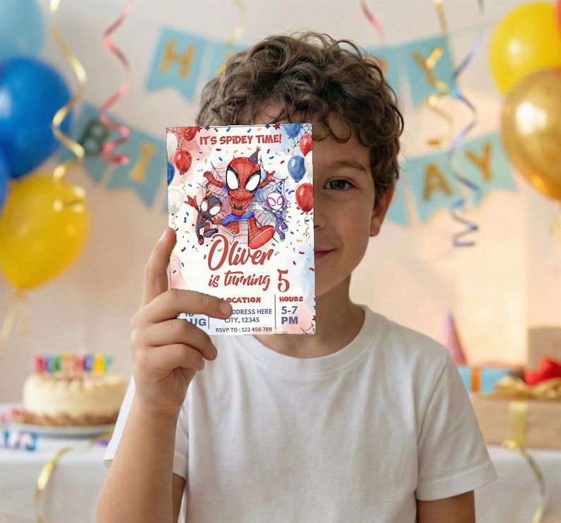 Watercolor Spidey Invitation