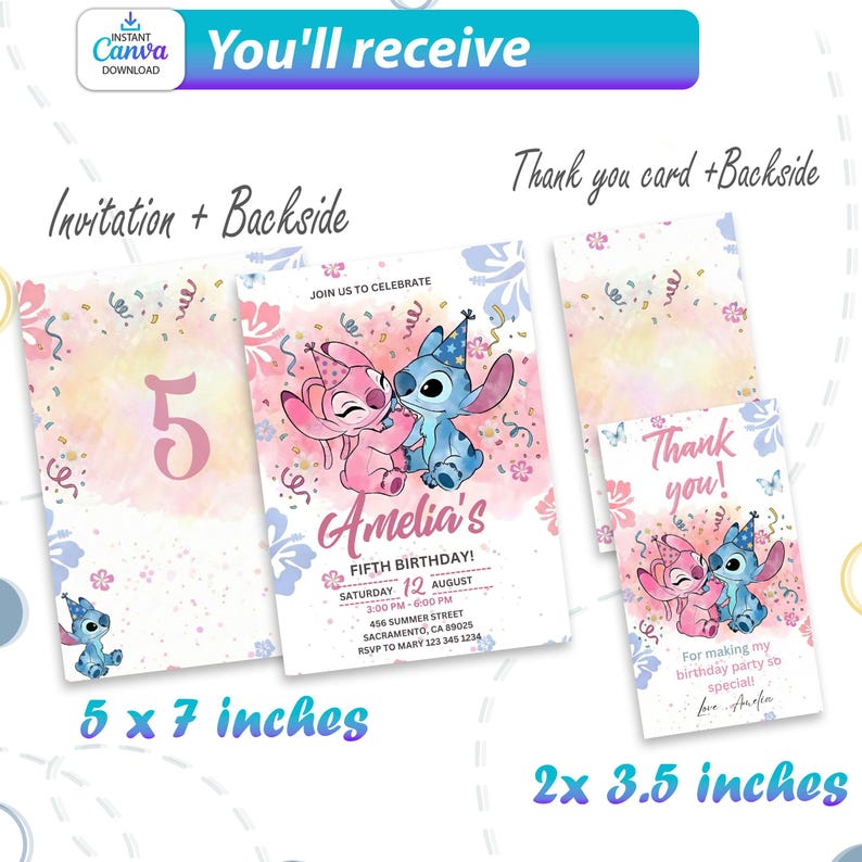 Stitch and Angel Invitation