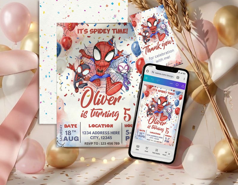 Watercolor Spidey Invitation