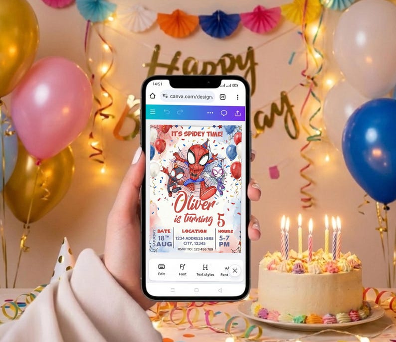 Watercolor Spidey Invitation