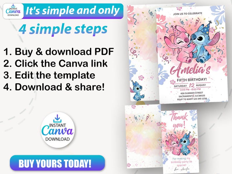 Stitch and Angel Invitation