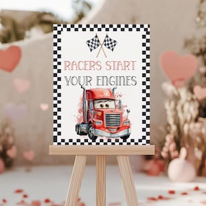 Editable Cars Birthday Welcome Sign