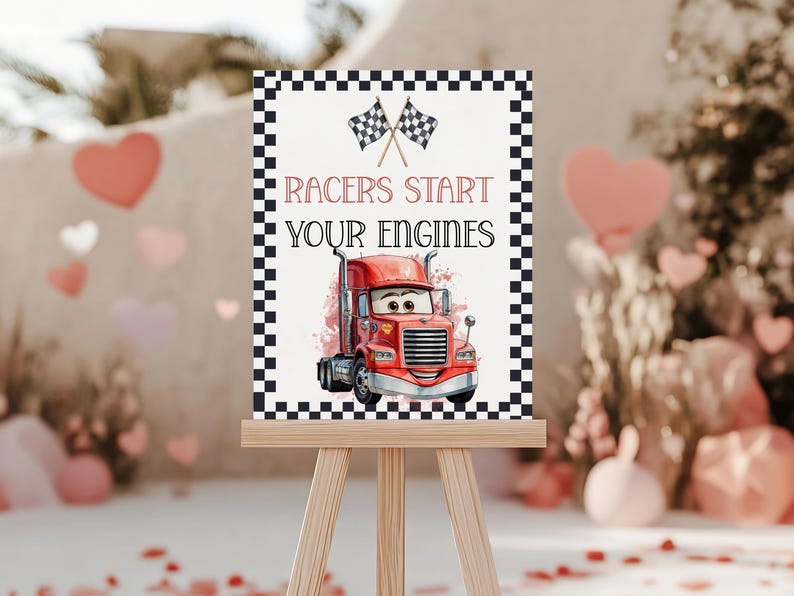 Editable Cars Birthday Welcome Sign