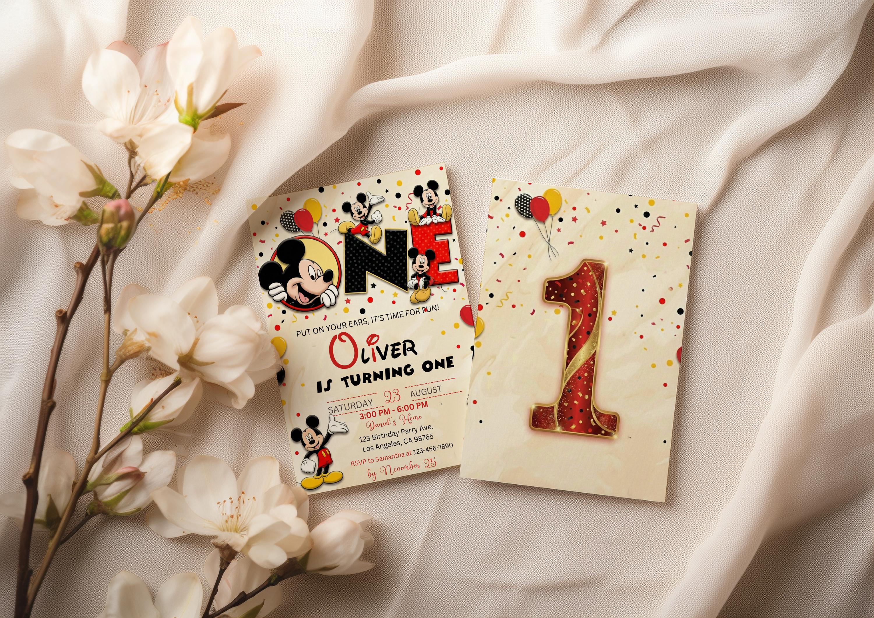 Mickey Mouse First Birthday Invitation | 1st Birthday Invite Boy ...