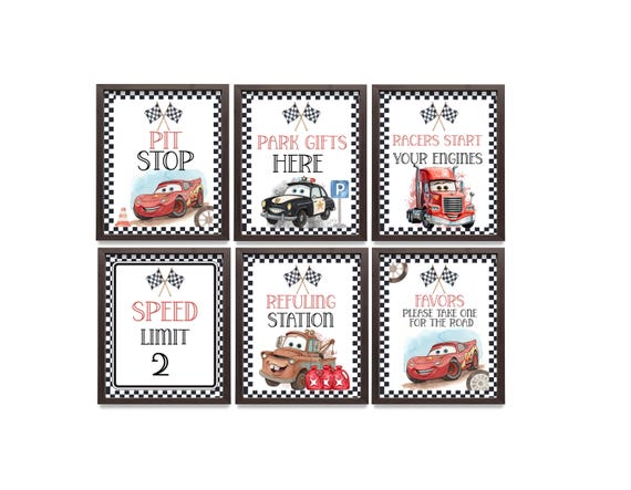 Editable Cars Party Signs, Lightning McQueen Birthday Decorations, Instant Download