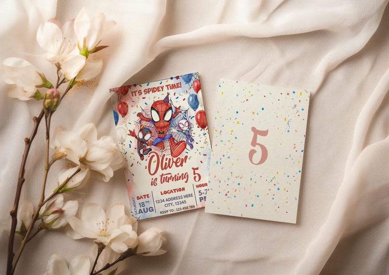 Watercolor Spidey Invitation