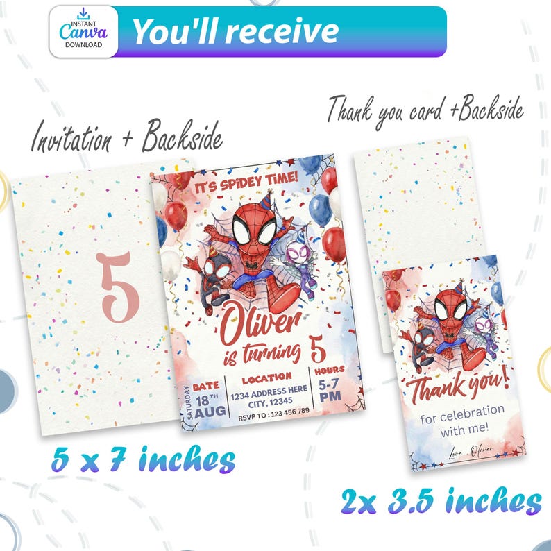 Watercolor Spidey Invitation