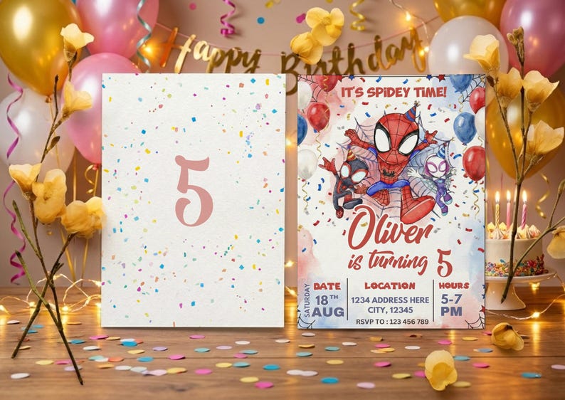 Watercolor Spidey Invitation