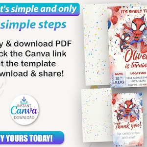 Watercolor Spidey Invitation