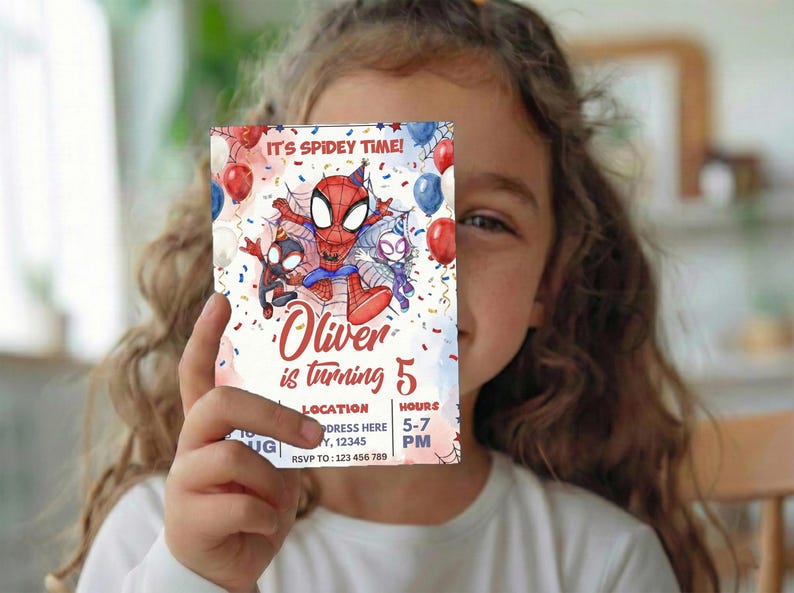 Watercolor Spidey Invitation