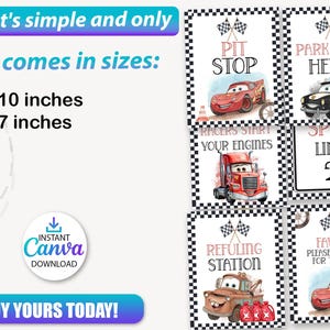 Editable Cars Birthday Welcome Sign