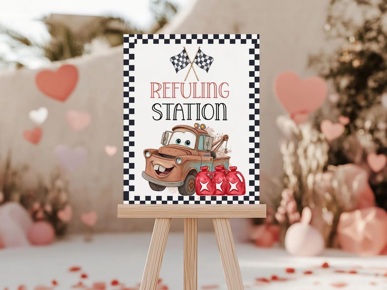 Editable Cars Birthday Welcome Sign