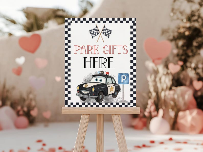 Editable Cars Birthday Welcome Sign