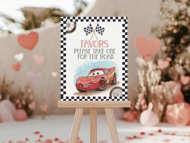 Editable Cars Birthday Welcome Sign