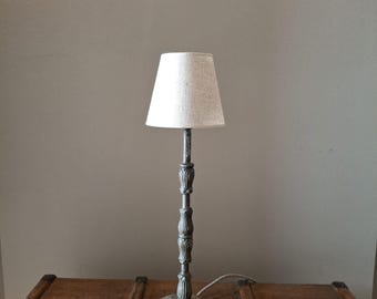 antique iron table lamp with fabric lampshade