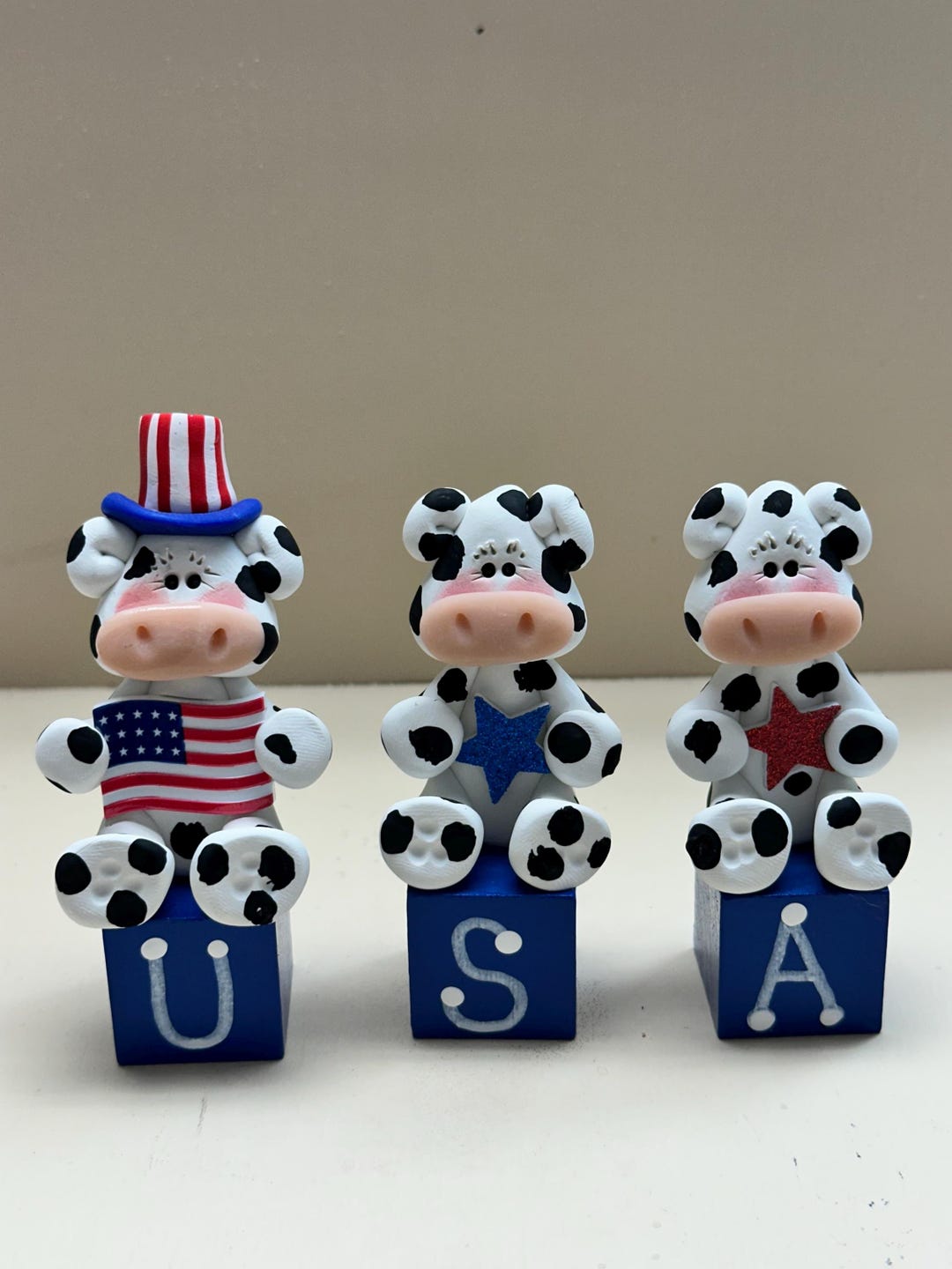 Red Cow Block Fourth of July Cow Blocks in Blue - Etsy