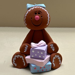 Gingerbread with a stack of presents ornament