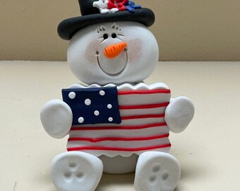 Patriotic snowman ornament