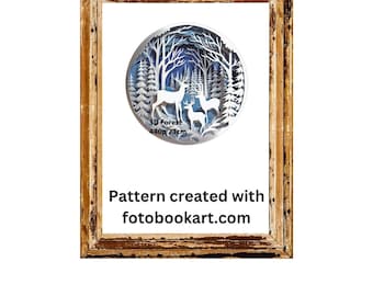 Foto Book Art - Photo Strip Book Pattern - 3D Forest Illustration with Deer, Winter Scene