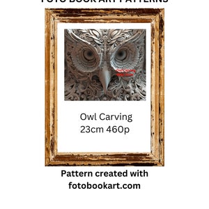 Fotobuchkunst - Fotostreifen-Buchmuster - Eulenschnitzerei 3D
