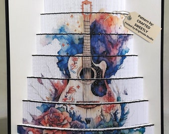 Foto Book Art - Photo Strip Book Pattern - Guitar, watercolor, multi layer