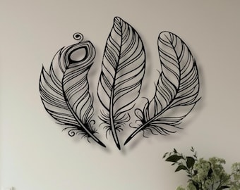 Elegant Peacock Feather Metal Wall Art