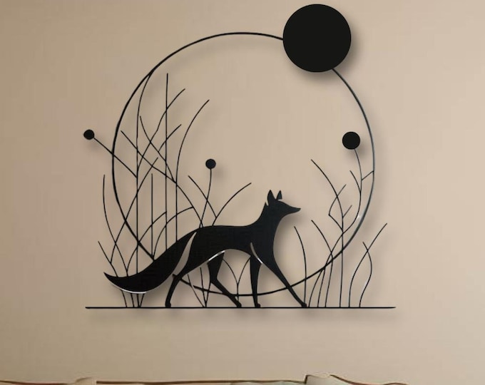 Featured listing image: Fox and Moon Metal Wall Art