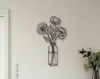 Floral Vase Metal Wall Art