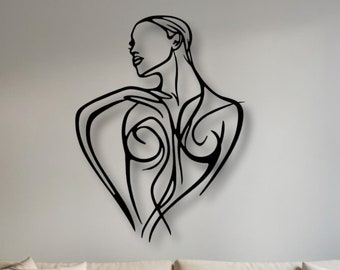 Elegant Abstract Female Silhouette Metal Wall Art