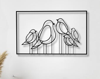 Minimalist Family Bird Metal Wall Art