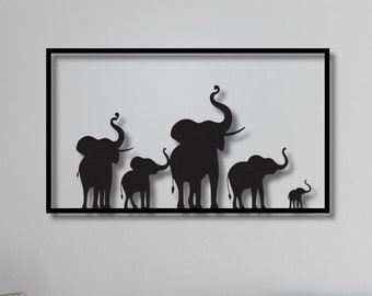 Elephant Family Metal Wall Art