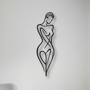 Minimalist Abstract Woman Silhouette Metal Wall Art, Elegant Line Art Wall Decor for Living Room or Hallway, Modern Feminine Wall Sculpture