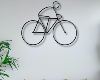Minimalist Cyclist Metal Wall Art