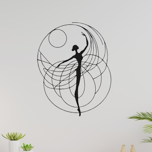 Elegant Ballerina Metal Wall Art, Minimalist Dancer Design, Modern Dance-Themed Home Decor, Large Metal Wall Sculpture for Living Room