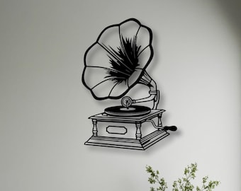 Vintage Gramophone Metal Wall Art