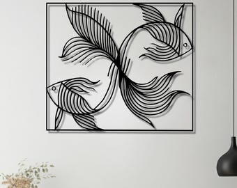 Elegant Koi Fish Metal Wall Art