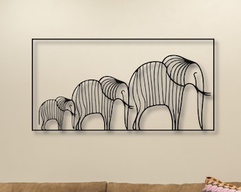 Elephant Family Metal Wall Art