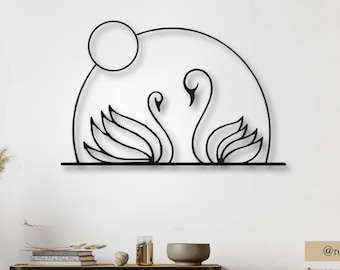Swan Couple Metal Wall Art