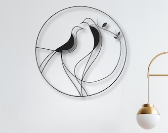 Unique Lovebirds Metal Wall Art